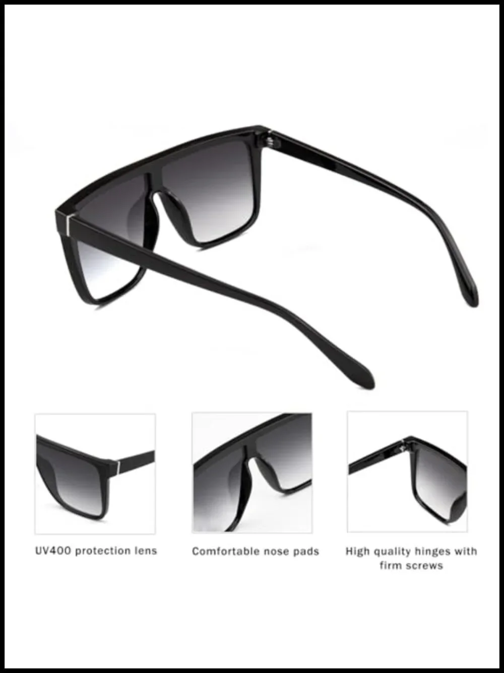 Luxury Square Sunglasses UV400 Protection Unisex Lightweight Flat Top Shades